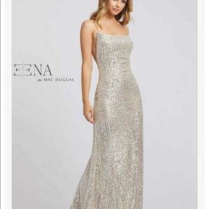 PROM DRESS NEW WITH TAGS IEENA FOR MAC DUGGAL SIZE 0 - NUDE SILVER